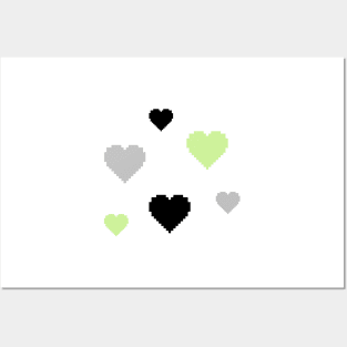 Agender Pride Hearts Pixel Art Posters and Art